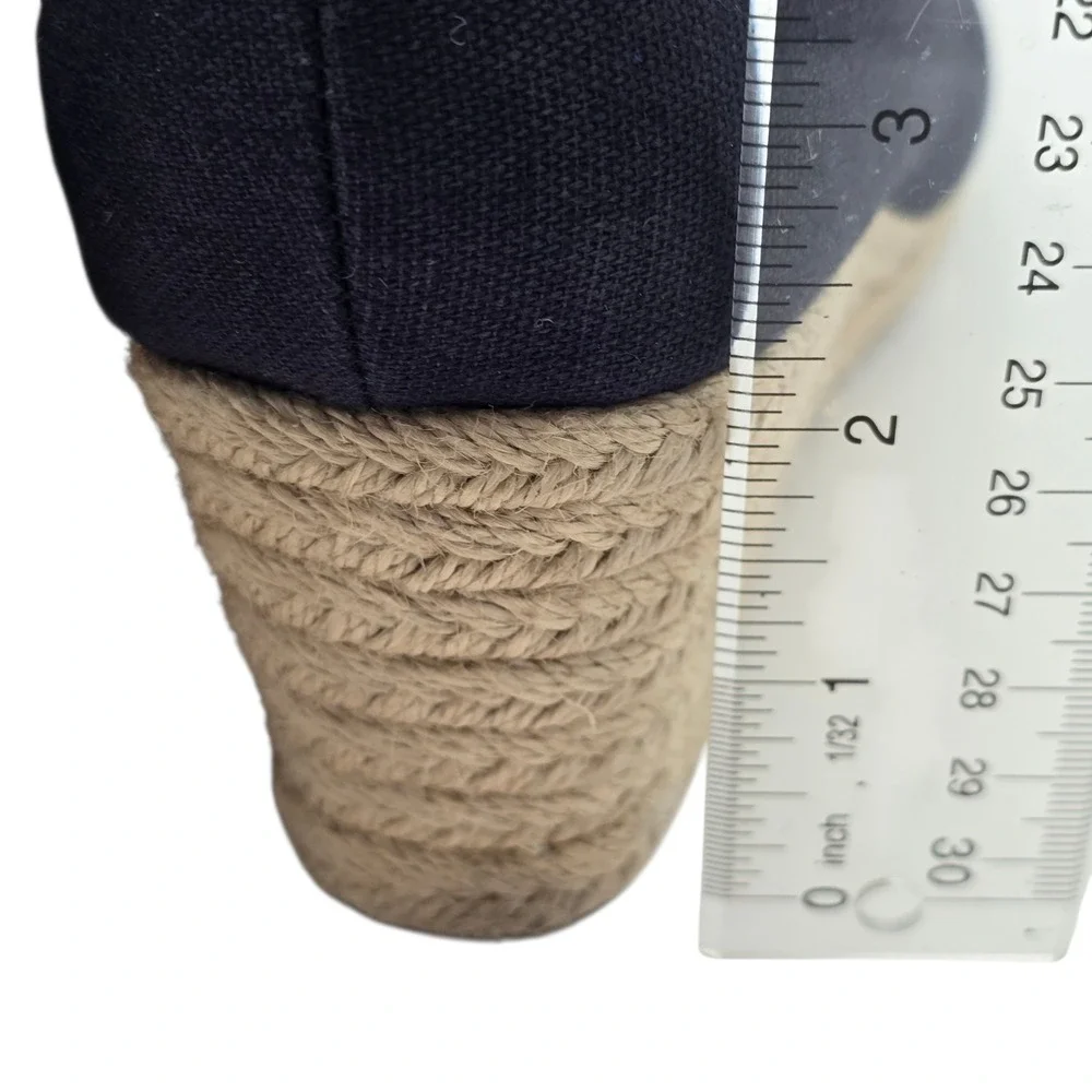 Bandolino Navy Peep Toe Espadrille Wedges Women's‎ 8.5M Canvas Rope Heel Summer
